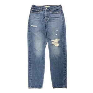 Levi Strauss Premium Wedgie Jeans Medium Wash Distressed Button Fly Damen 27 - Bild 1 von 7