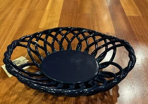 Frutero de celosía ovalada grande azul gres eucalipto cerámica William Sonoma - Imagen 1 de 7