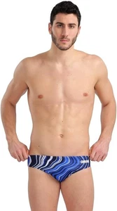 Arena Marbled Print Swim Brief - Navy/Multi Color - US Men's Size 36 - Picture 1 of 9