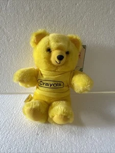 Crayola Bear Yellow Plush Stuffed Animal 1986 Burger King Tag New VTG RARE - Picture 1 of 12