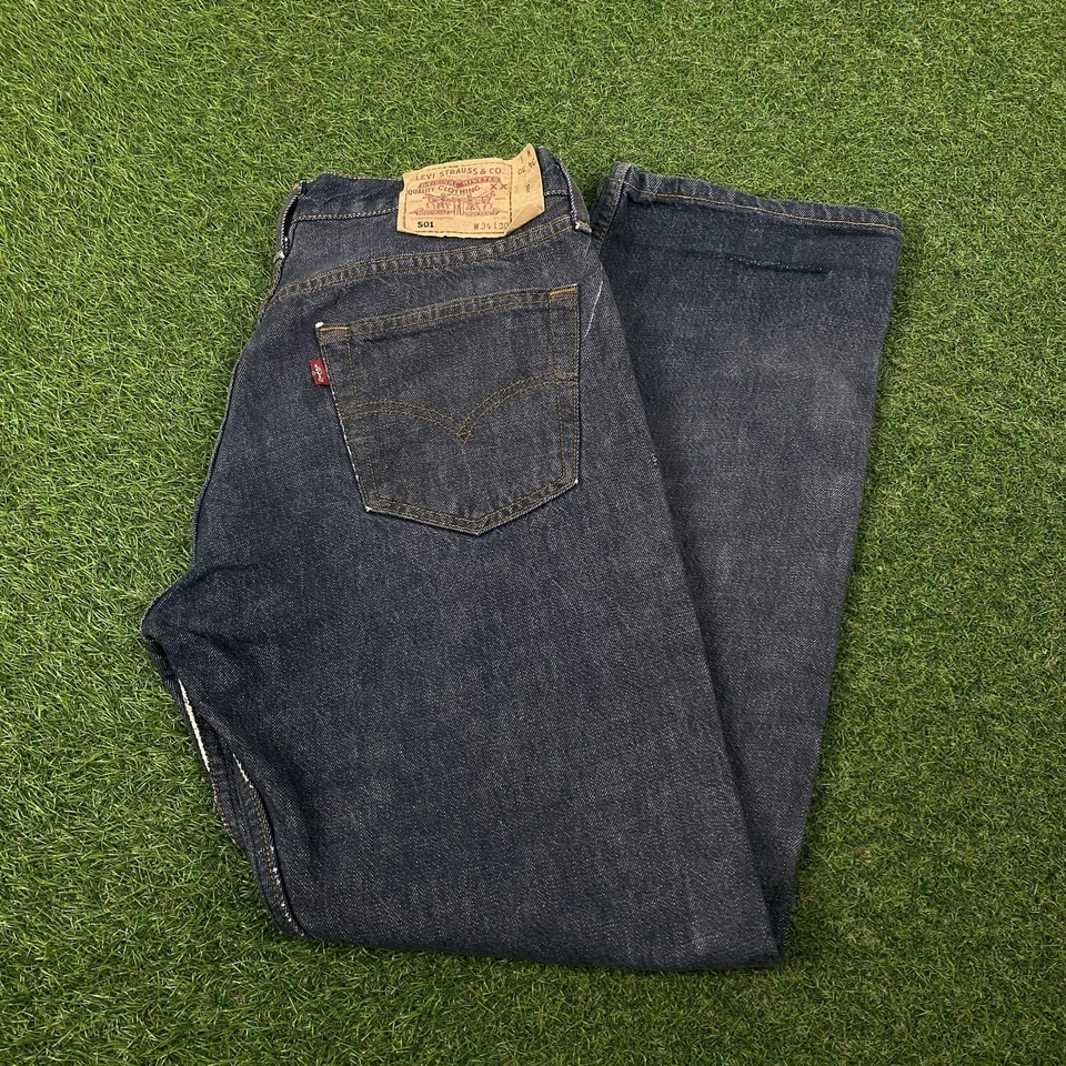 Jeans de mezclilla vintage años 60-70 Levis 501 puntada única línea roja EE. UU. 34x30 Foto 1 de 4