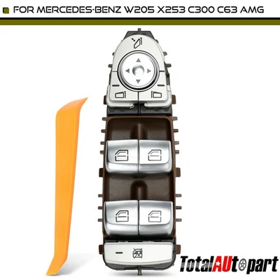 Interruptor de ventana eléctrica marrón para conductor delantero Mercedes-Benz W205 X253 C300 C63 AMG Foto 1 de 4
