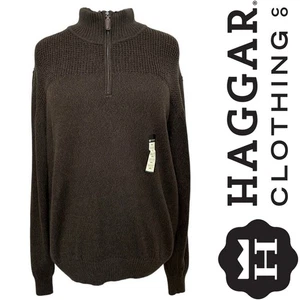 Haggar Clothing Herren Strickpullover Zigarren meliert 1/4 Zipp Pullover - Neu mit Etikett Gr: XXL  - Bild 1 von 6