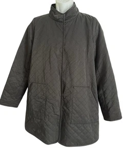 Chaqueta EILEEN FISHER Shell PL Ligera Diamante Acolchada Algodón Grande Negra - Imagen 1 de 10