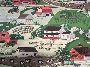 Juego de sábanas para bebé John Deere para niño pequeño escena granja vacas graneros ovejas - Imagen 1 de 1