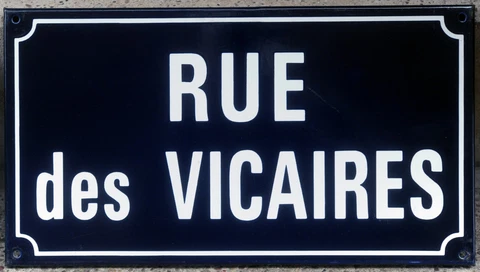 Old vintage French enamel street sign road plaque name rue Vicaires vicar priest Cover