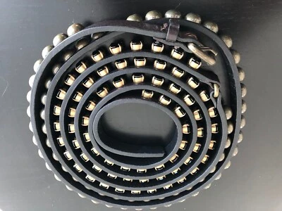 Ronald Pineau Brown Leather Decorative Studded Skinny Belt Size Large - New - Photo 1/4