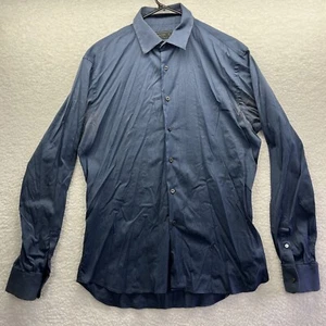 Prada Camicia Uomo 41/16 Blu Bottoni Misto Cotone Lunga Milano Abito Casual Fit - Foto 1 di 17