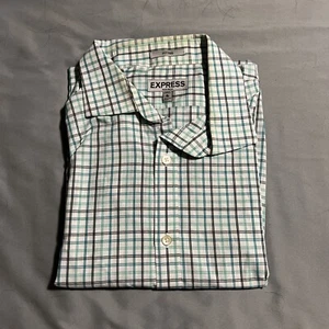 Express Non-Iron Fitted Long Sleeve Plaid Button Up Dress Shirt Size XL - Picture 1 of 4
