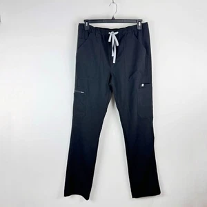 FIGS Cairo Slim Zip Fly Cargo Scrub Pants Black Mens Large Tall Straight Leg - Picture 1 of 16