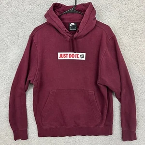 Nike Just Do It Burgundy Maroon Mens size Small Hoodie Pullover Sweater - Picture 1 of 9