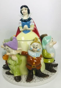 Barattolo e coperchio in ceramica Biancaneve sette nani nuovo con scatola 80 anni Disney - Foto 1 di 10