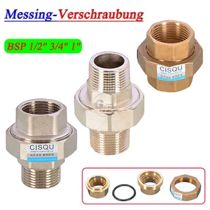 Verschraubung Messing/vernickelt Fitting mit O-Ring Dichtung BSPT 1/2" 3/4" 1" - Picture 1 of 17