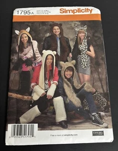 Simplicity Sewing Pattern Furries Animal Hat with Leg & Arm Warmers 1795 UNCUT - Picture 1 of 5