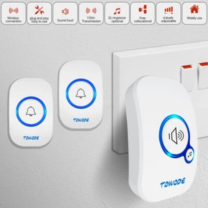 Wireless Doorbell Door Bell Chimes Waterproof Receiver Adjustable Volume Button - Picture 1 of 15
