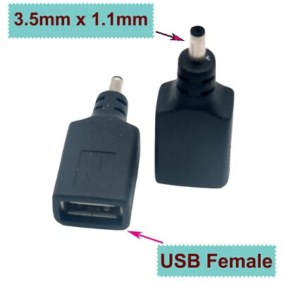 10x CCTV 3.5 x1.1mm Male To USB Female Jack DC Power Adapter Converter Connector - Image 1 of 4