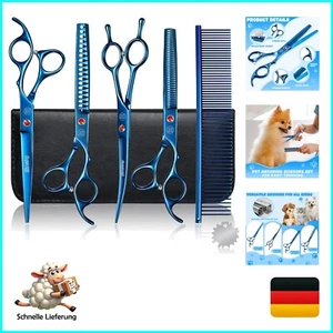 Moontay Set di Forbici per Cani Professionali, 440C Forbici per Pellicce in Acciaio Inox per Cani, Dritto Sc... - Foto 1 di 8