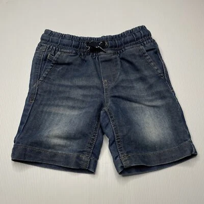 Boys size 1, Pumpkin Patch, blue denim shorts, elasticated, GUC - image 1 of 4