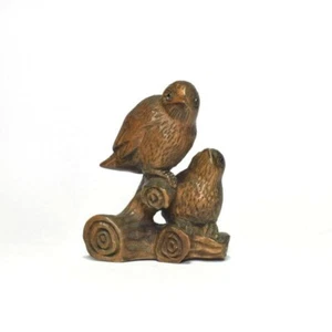 Japanese Handmade wooden Netsuke Statue Collectible Netuke Birds Ojime F/S - Picture 1 of 8