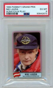 1984 NIKI LAUDA PANINI F1 GRAND PRIX SCRATCH N' PLAY (PSA 6) SENNA PROST VETTEL - Picture 1 of 2