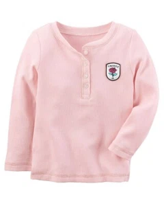 New Carter's Girl Pink Long Sleeve Pullover Henley Thermal Tee Layer Top Size 6 - Picture 1 of 3