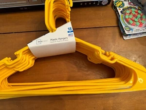 18 Plastic Coat Clothes Hangers Closet Organization Supplies Yellow Tubular, new - Picture 1 of 2