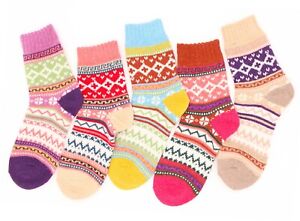 Women 5 Pairs Super Soft Winter Cotton Wool Cozy Fuzzy Slipper Socks 5-9 