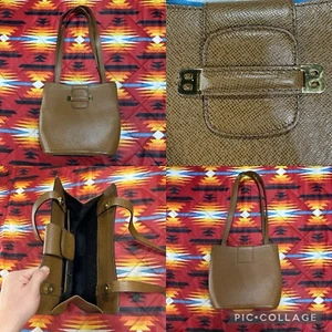 Vintage BALLY Handbag Brown Leather Bowler Bag Gold Logo Accents Made In Italy - Picture 1 of 19