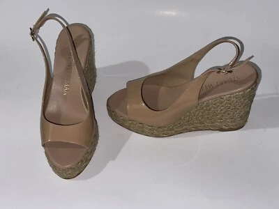 Stuart Weitzman Women's 8 Beige Slingback Espadrille Platform Sandal Shoes - Image 1 of 4