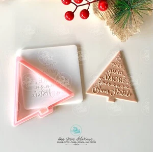 Buon Natale Christmas Tree Cookie Cutter Embossing Out Texture Stampi A Rilievo - Picture 1 of 1
