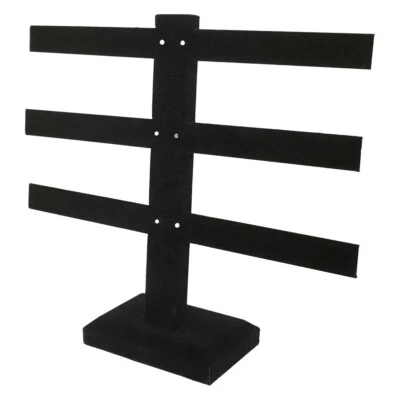 10"x9" Black Velvet 3 Tier Earring Stand Display Jewelry Showcase Hanging Stand - Image 1 of 3