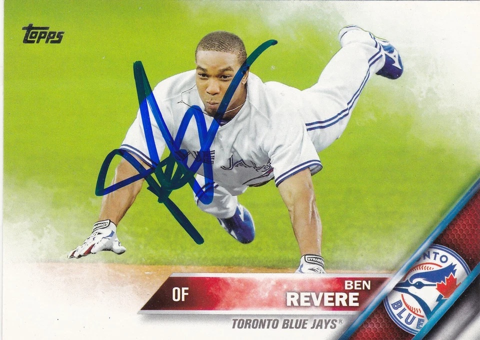 Tarjeta firmada 2016 por Ben Revere Toronto Blue Jays Phillies Twins Nationals Angels Foto 1 de 1
