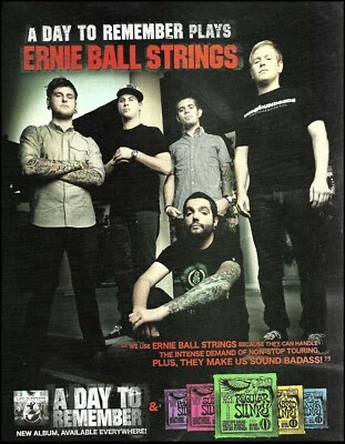A Day To Remember Band Ernie Ball Slinky guitar strings ad 2010 advertisement - Image 1 of 3
