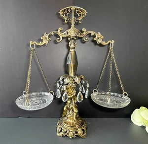Vintage Hollywood Regency 18" Messing Amor Waage/Messing & Kristall & Glut - Bild 1 von 19