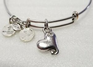Alex & Ani Silver " Cupid's Heart  " Charm Bangle Bracelet ❤