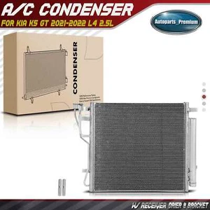New A/C Condenser for Kia K5 GT 2021-2022 L4 2.5L with Receiver Drier & Bracket - Picture 1 of 11