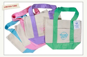 Trader Joe's Mini Pastel Canvas Tote Lunch Bags Set Of 4 Colors Limited Edition - Picture 1 of 2