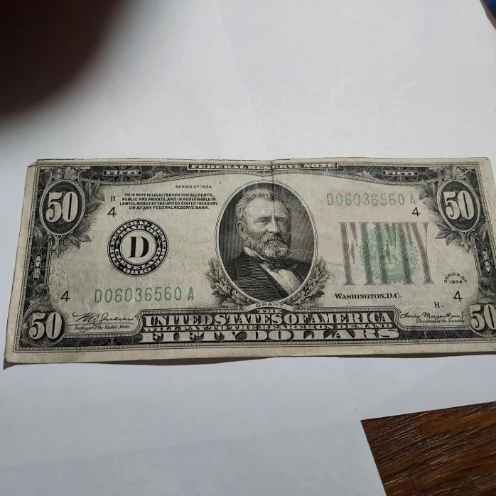 1934 $50.00 Federal reserve note - Image 1 of 1