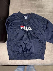 FILA - Vtg 90s Navy Blue V-neck Pullover Golf Jacket Windbreaker, Mens XXL - Picture 1 of 4