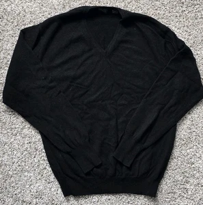  Forte Herren Langarm V-Ausschnitt 100% Kaschmir Pullover Pulli Schwarz, Größe L. - Bild 1 von 5