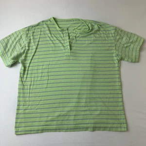 Camisa Mujer Grande Verde Púrpura Rayas Henley Manga Corta Botón Frontal Camiseta - Imagen 1 de 10