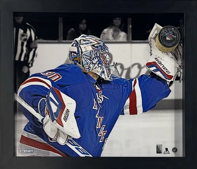 Henrik Lundqvist Signed Framed 3D Photo Game Used Puck Rangers LE Auto Steiner - Image 1 of 4