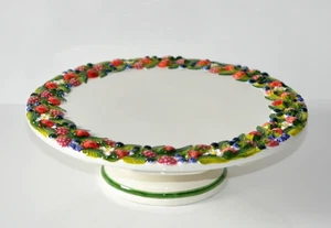 BASSANO KERAMIK Tortenplatte auf Fuß 30 cm FRUTTINI Beeren MEDITERRANES GESCHIRR - Bild 1 von 5