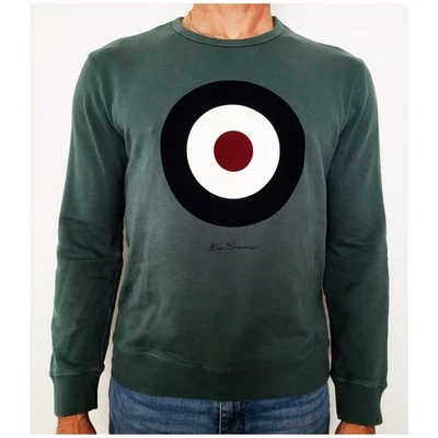 Ben Sherman RAF Mod Target Roundel Crewneck Sweatshirt Green Men's Medium - Image 1 of 4