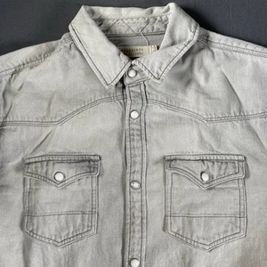 Allsaints Pearl Snap Shirt Mens XS Grey Denim Western Long Sleeve - Picture 1 of 6