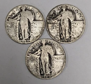 Standing Liberty Silver Quarters 3 Different Date - Imagen 1 de 3