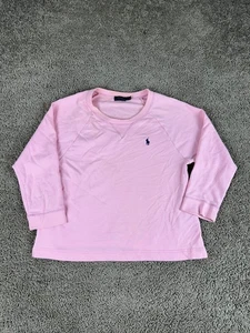 Polo Ralph Lauren Sweatshirt Womens Large Pink Blue Pony Crewneck Ladies READ - Picture 1 of 14