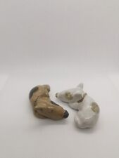 2 Dog Bull terrier Ceramic Tiny Mini Animal Figurine Statue Miniatures Animal