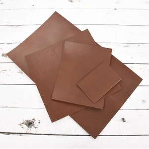 Tobacco Dyed Vegetable Tanned Bridle Genuine Cowhide Leather Sheets Wet Mold - Picture 1 of 10