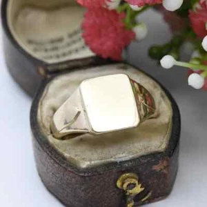 Vintage 9 kt Gold Siegelring 70er Henry Griffith - Unisex Alltag massiv Gold - Bild 1 von 9